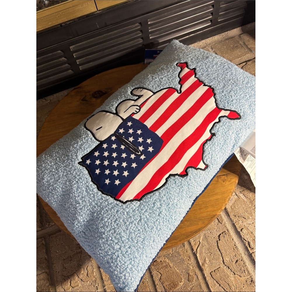 Peanuts Snoopy Americana Pillow w/Patriotic USA Map Light Blue 18" GIFT NEW - Picture 7 of 7